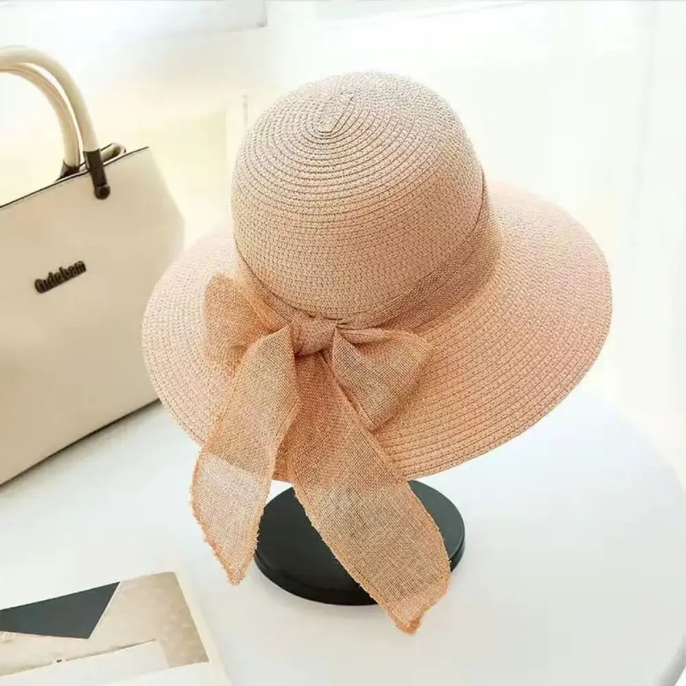 Chapeau de Plage Femme Élégant – Capeline en Paille avec Nœud | Protection Solaire Été 2026