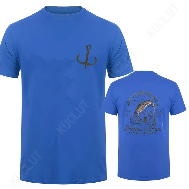 🧭 T-shirt chrétien homme “Fisher of Man” – Jésus Made Me • Col rond • 18 coloris • S à 4XL