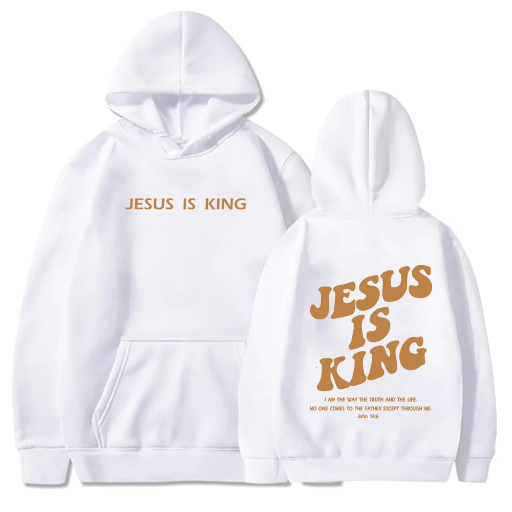 🏷️Sweat à Capuche “Jesus Is King” – Hoodie Chrétien Unisexe du S au 4XL | Collection Foi & Style
