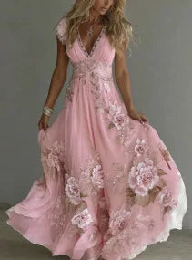 🌸 Robe Longue Bohème Fleurie Femme – Robe Maxi Chic Été & Vacances