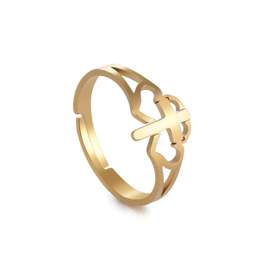 ✨ Bague Croix Élégante Femme – Bijou Chrétien Doré ou Argenté | Hope & Light Girlz