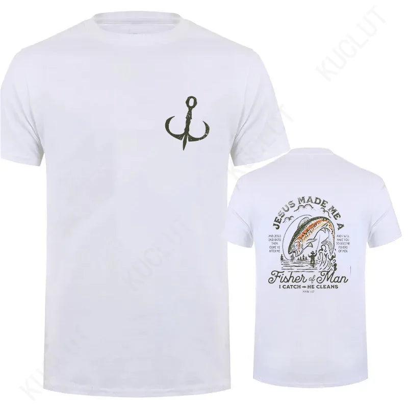 🧭 T-shirt chrétien homme “Fisher of Man” – Jésus Made Me • Col rond • 18 coloris • S à 4XL