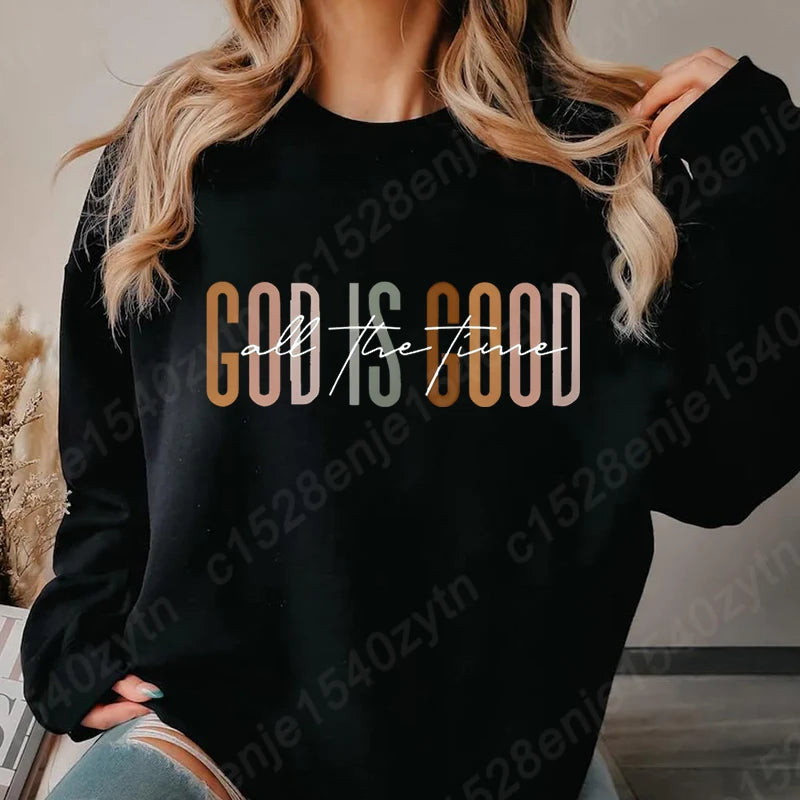 Sweat “God Is Good All the Time” – Pull Chrétien plein de bonheur et de FOI – 9 Couleurs Douces