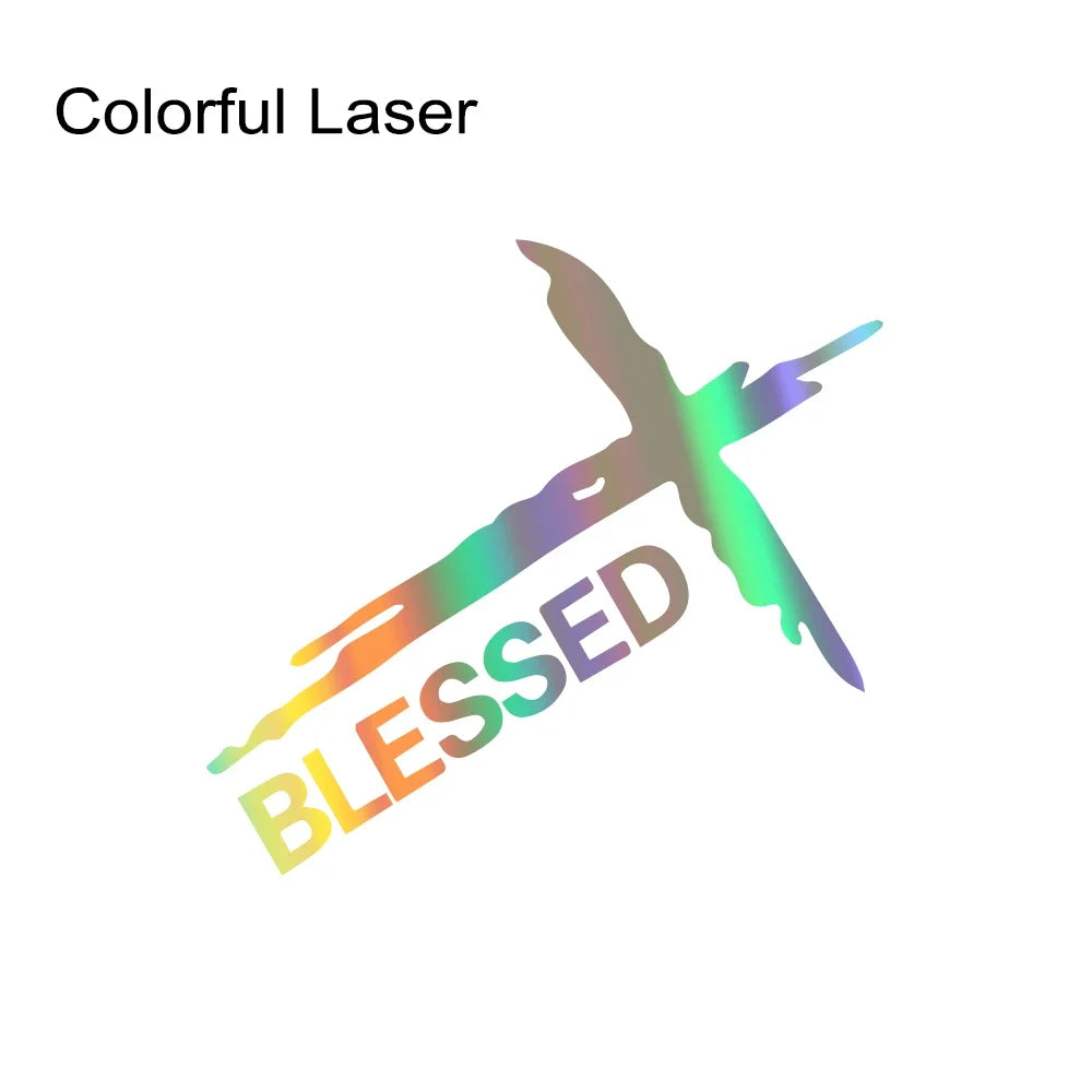 Sticker Voiture & Mur « BLESSED » – Croix du Christ