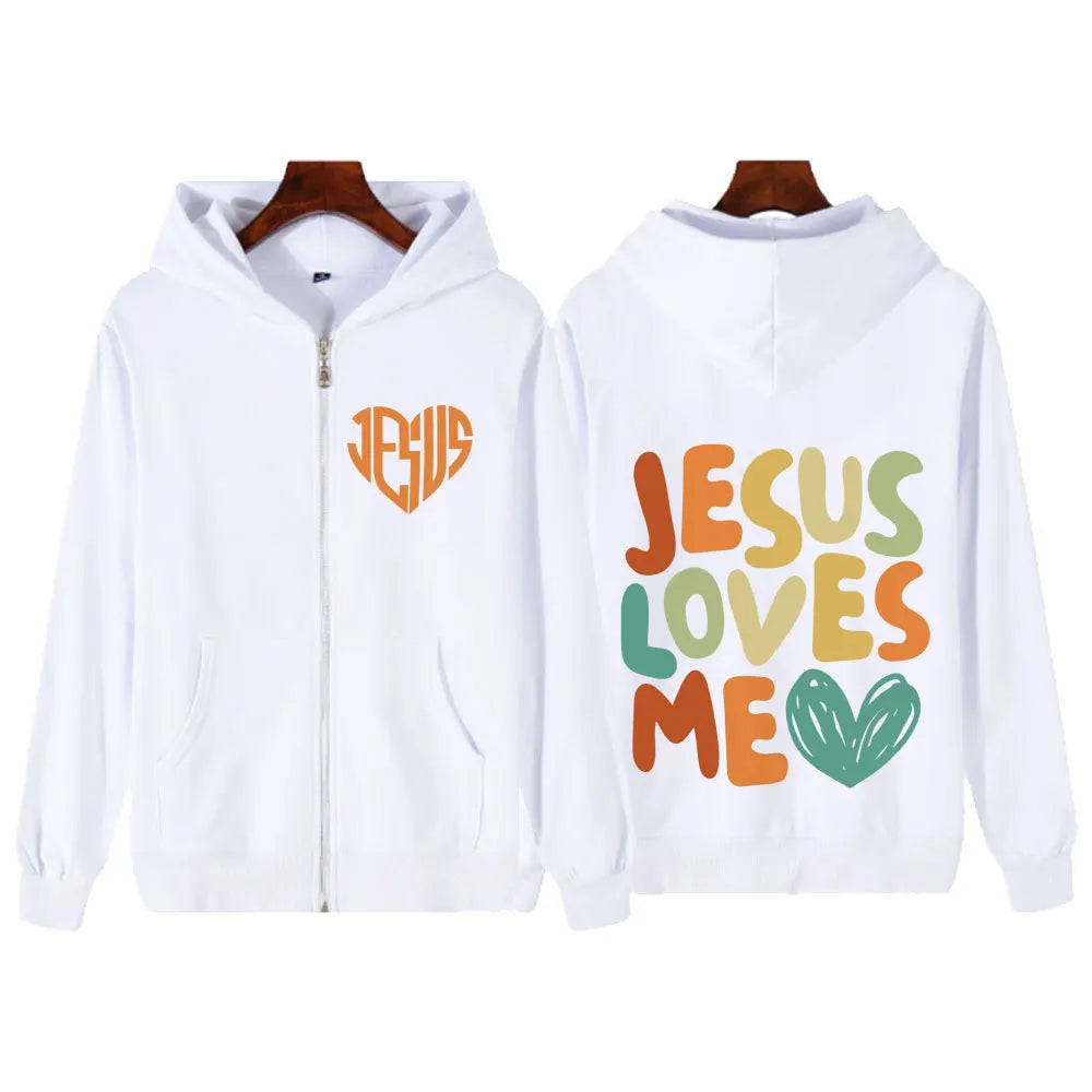 ✨ JESUS LOVES ME — Sweat capuche zippé femme