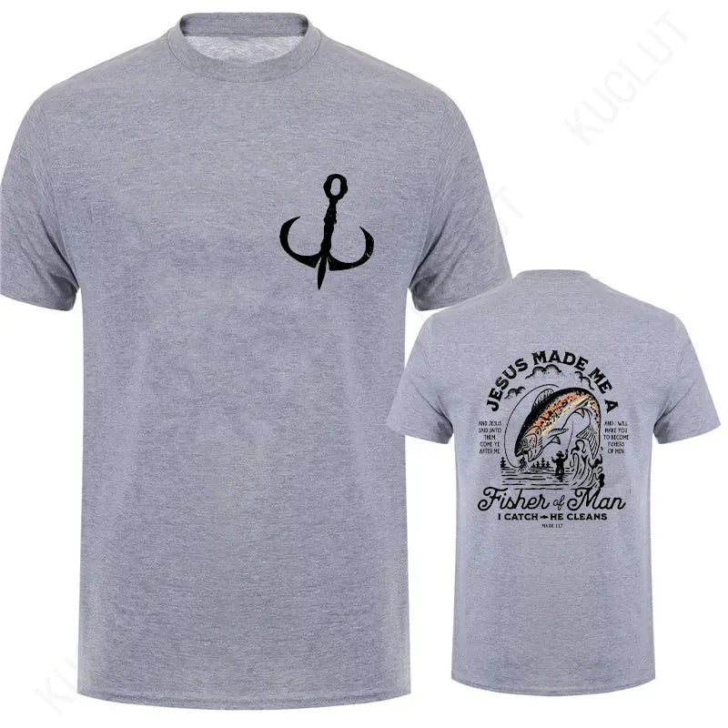 🧭 T-shirt chrétien homme “Fisher of Man” – Jésus Made Me • Col rond • 18 coloris • S à 4XL