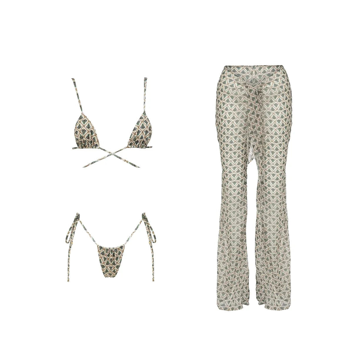Ensemble bikini 3 pièces femme avec pantalon de plage – Maillot bohème chic | Hope, Light & Sun
