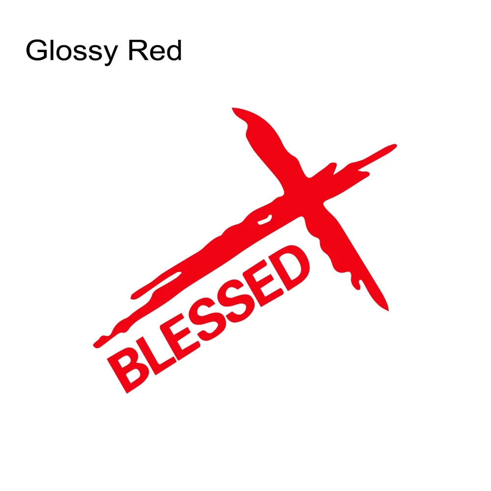 Sticker Voiture & Mur « BLESSED » – Croix du Christ