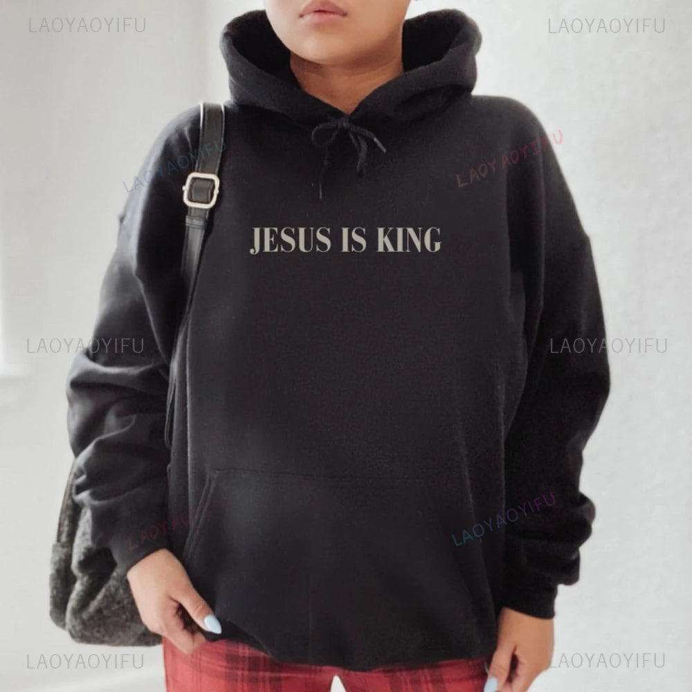 Sweat à capuche femme “JESUS IS KING” – Hoodie chrétien fashion | Hope And Light Girlz