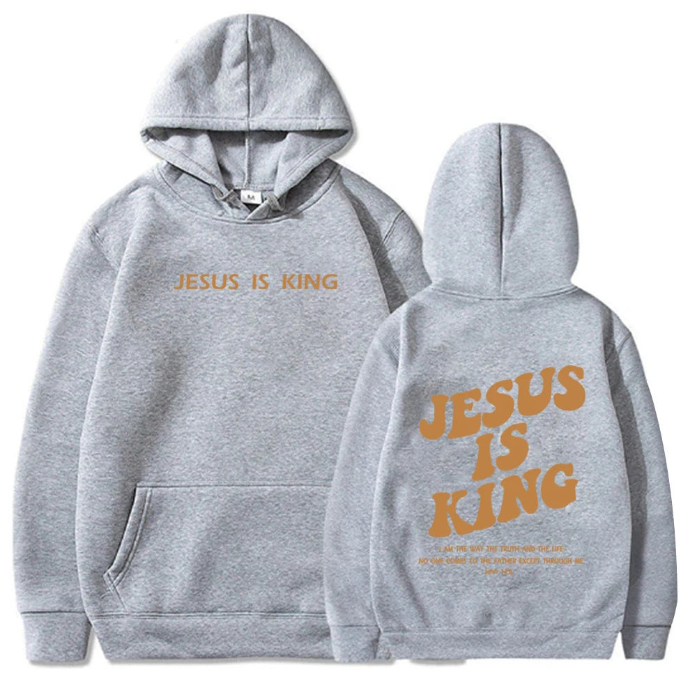 🏷️Sweat à Capuche “Jesus Is King” – Hoodie Chrétien Unisexe du S au 4XL | Collection Foi & Style