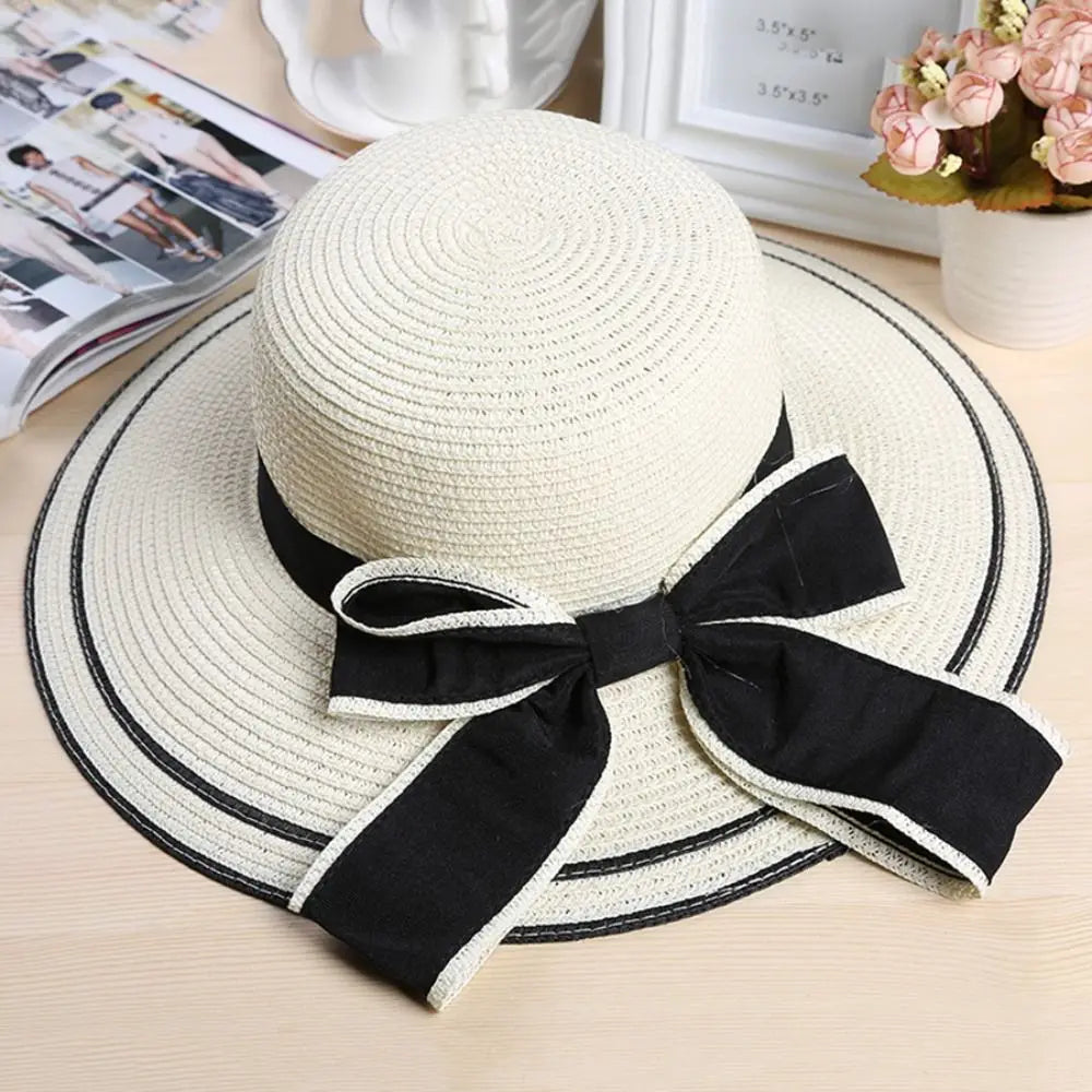 Chapeau de Plage Femme Élégant – Capeline en Paille avec Nœud | Protection Solaire Été 2026