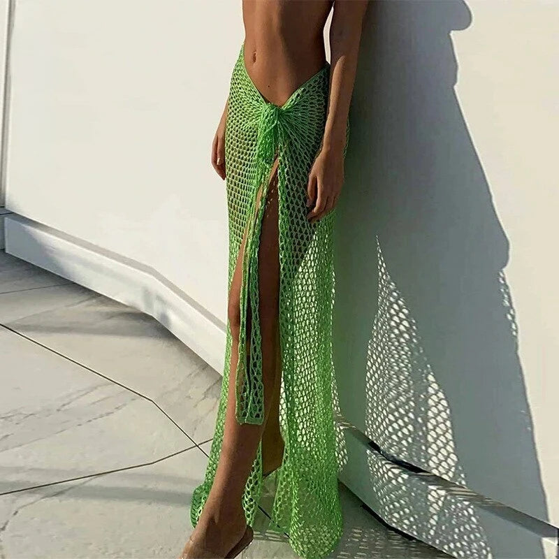 Paréo Crochet Femme – Jupe de Plage Ajourée Nouée Taille Unique