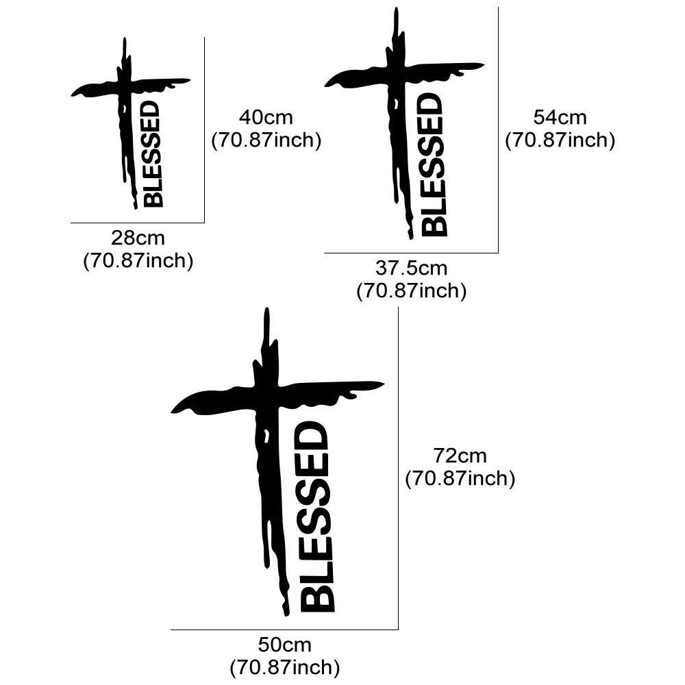 Sticker Voiture & Mur « BLESSED » – Croix du Christ