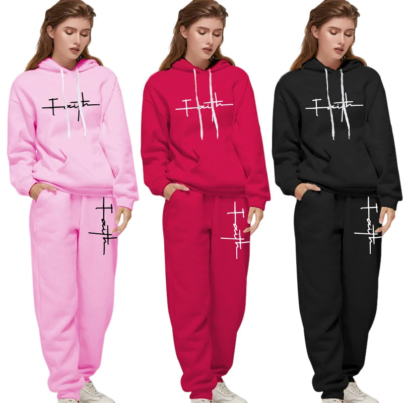Survêtement Femme "Faith" – Ensemble Sportwear Complet Hoodie + Pantalon – Confort & Style (S à XXXL)