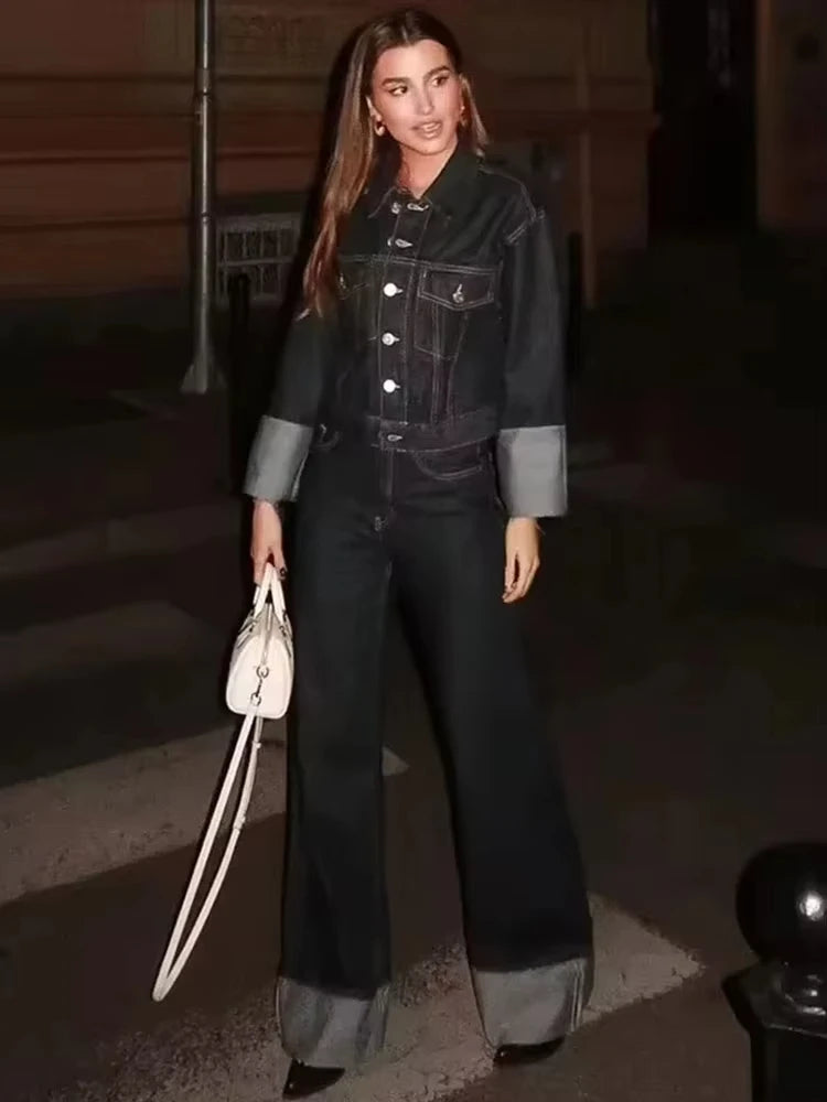 Ensemble Denim Femme Oversize – Veste Courte & Jean Wide Leg Vintage XS à L | Hope & Light Girlz