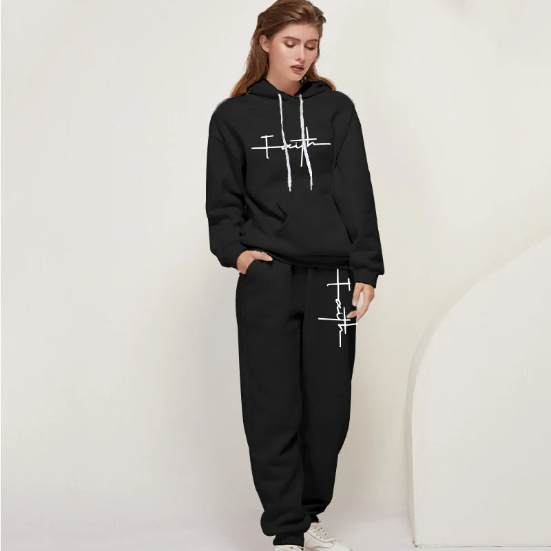 Survêtement Femme "Faith" – Ensemble Sportwear Complet Hoodie + Pantalon – Confort & Style (S à XXXL)