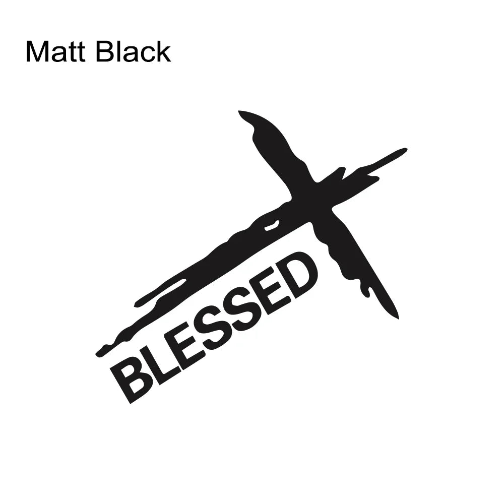Sticker Voiture & Mur « BLESSED » – Croix du Christ