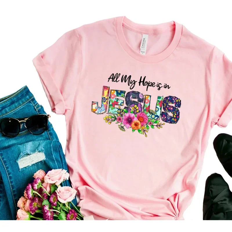 T-shirt chrétien femme – Jésus-Christ & Foi | 20 motifs au choix | Hope & Light Girlz