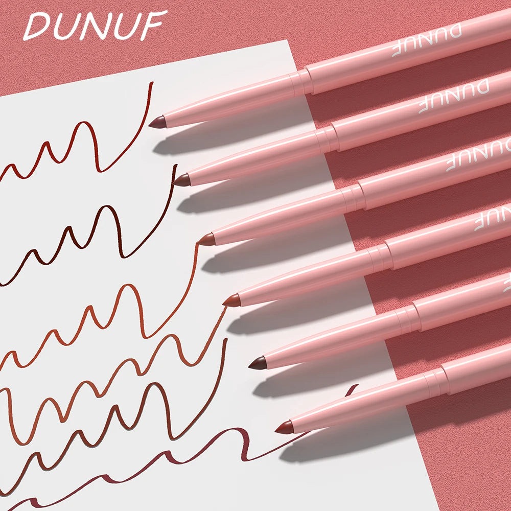 💋 Coffret Crayons Contour des Lèvres DUNUF – 12 Teintes Ultra Pigmentées Longue Tenue Waterproof