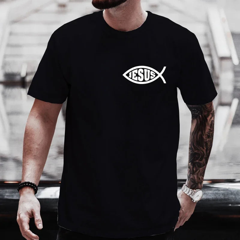 Tee-shirt Mixte “JESUS Fish” — Foi simple, style puissant