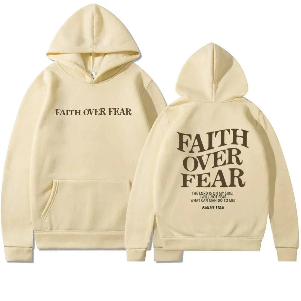 🕊️ Sweat chrétien femme “FAITH OVER FEAR” – Sweat à capuche inspirant, mode chrétienne féminine (S à XXXL)