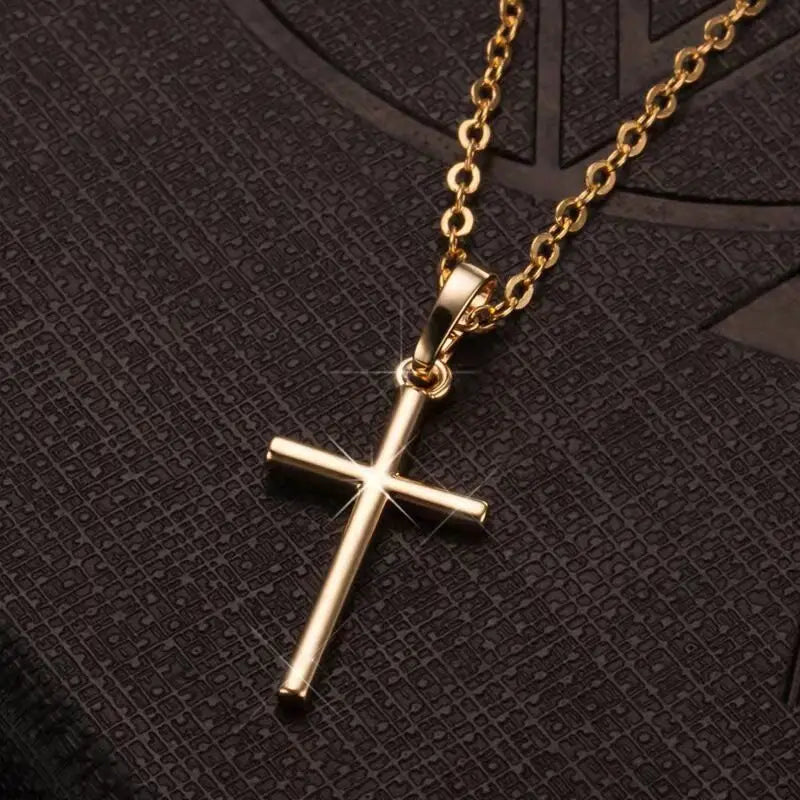 🏷️Collier Croix Minimaliste Unisexe – Pendentif Croix Acier Style Moderne (Or & Argent) Collier chrétien tendance homme & femme – bijou foi discret