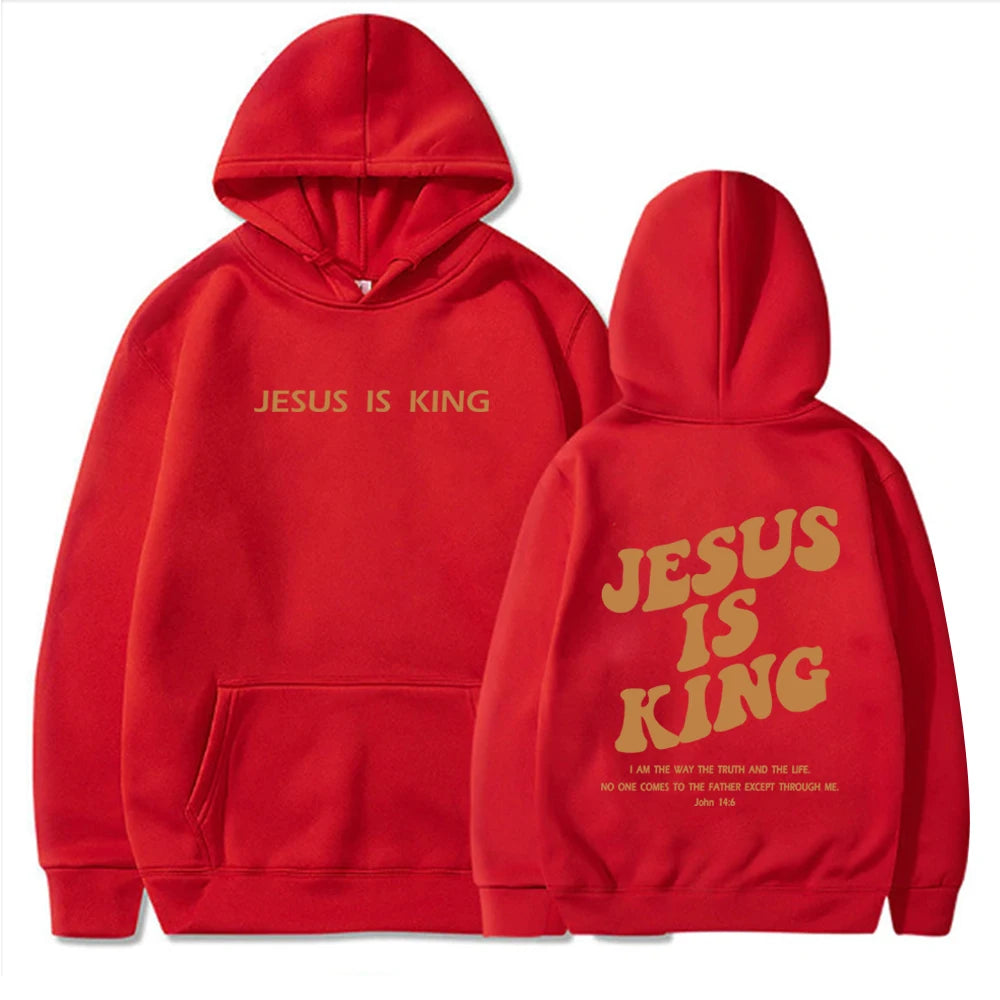 🏷️Sweat à Capuche “Jesus Is King” – Hoodie Chrétien Unisexe du S au 4XL | Collection Foi & Style