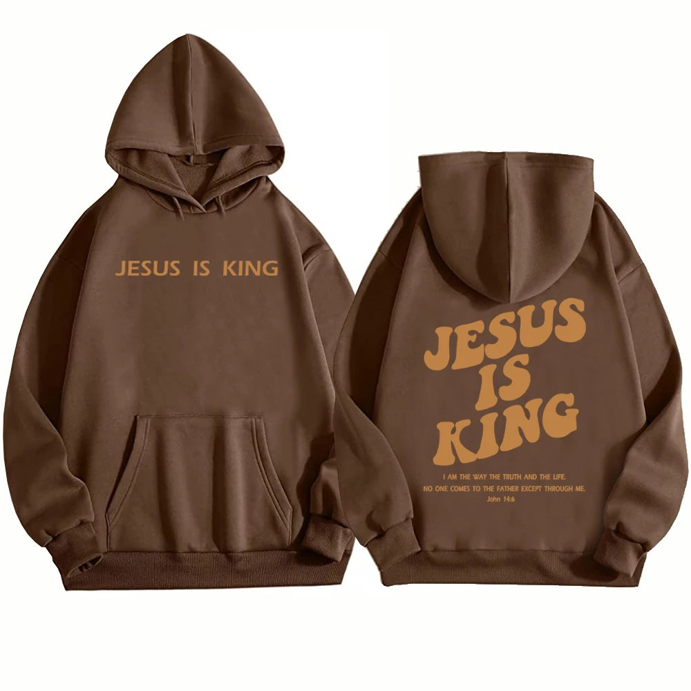 🏷️Sweat à Capuche “Jesus Is King” – Hoodie Chrétien Unisexe du S au 4XL | Collection Foi & Style