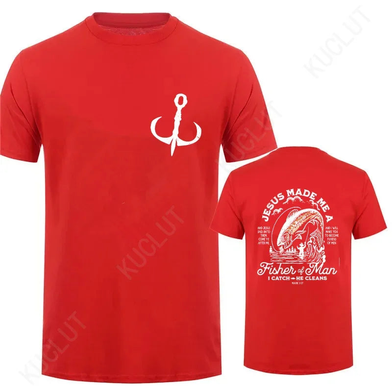 🧭 T-shirt chrétien homme “Fisher of Man” – Jésus Made Me • Col rond • 18 coloris • S à 4XL