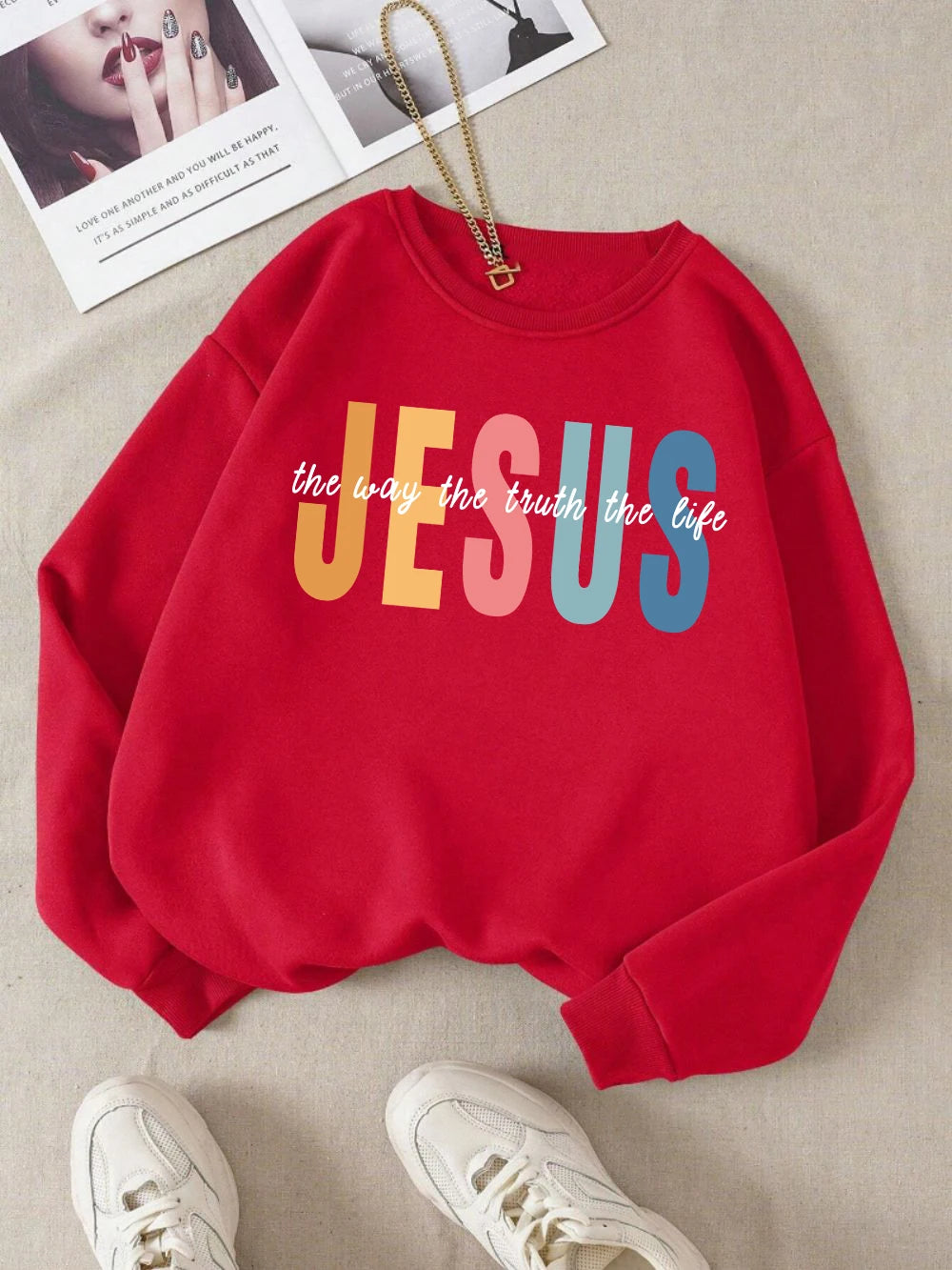 Sweat “JESUS — The Way, The Truth, The Life” – 12 Couleurs – Pull Chrétien Confort & Style