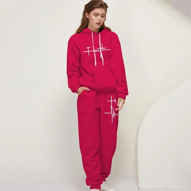 Survêtement Femme "Faith" – Ensemble Sportwear Complet Hoodie + Pantalon – Confort & Style (S à XXXL)