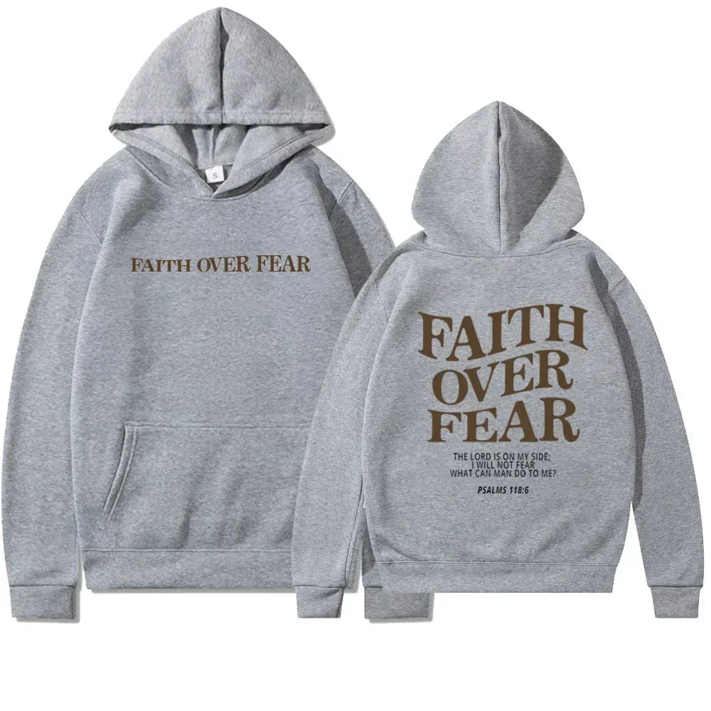 🕊️ Sweat chrétien femme “FAITH OVER FEAR” – Sweat à capuche inspirant, mode chrétienne féminine (S à XXXL)