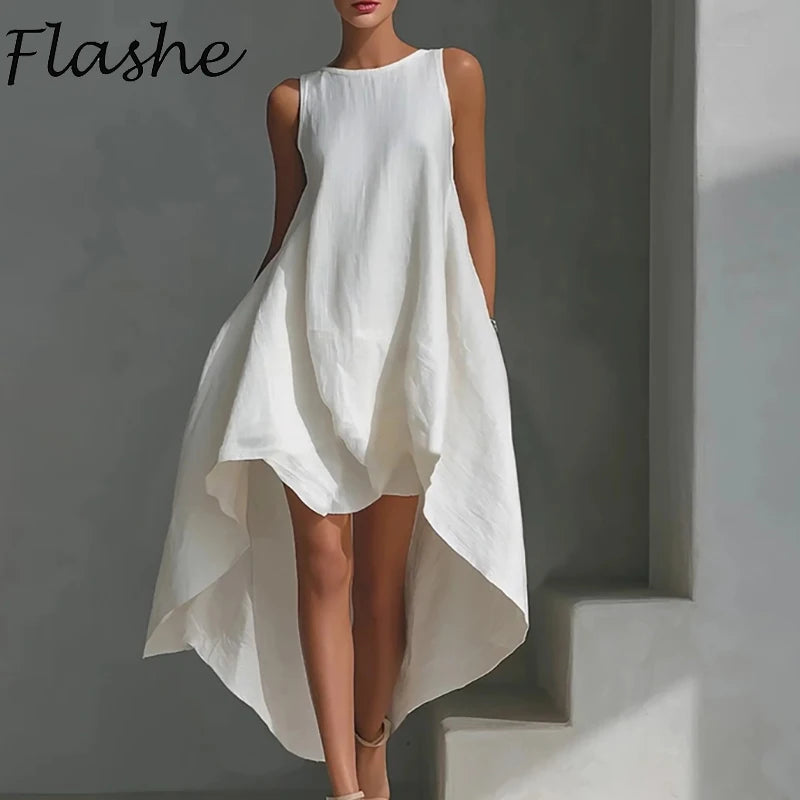 ✨ Robe Bohème Asymétrique Femme – Robe Fluide Été Chic & Décontractée