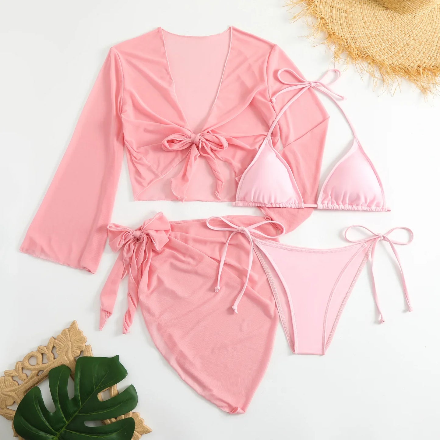 Maillot de Bain 4 Pièces Femme | Bikini avec Jupe et Top Assorti