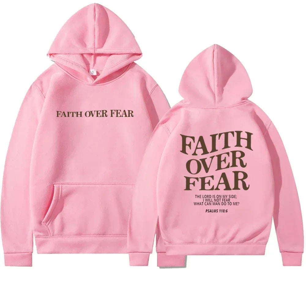 🕊️ Sweat chrétien femme “FAITH OVER FEAR” – Sweat à capuche inspirant, mode chrétienne féminine (S à XXXL)