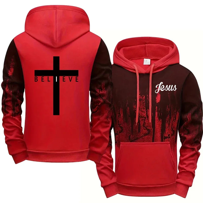 🔥Sweat chrétien homme BELIEVE – Sweat à capuche croix Jésus | Sons of Light – Du S au 4XL