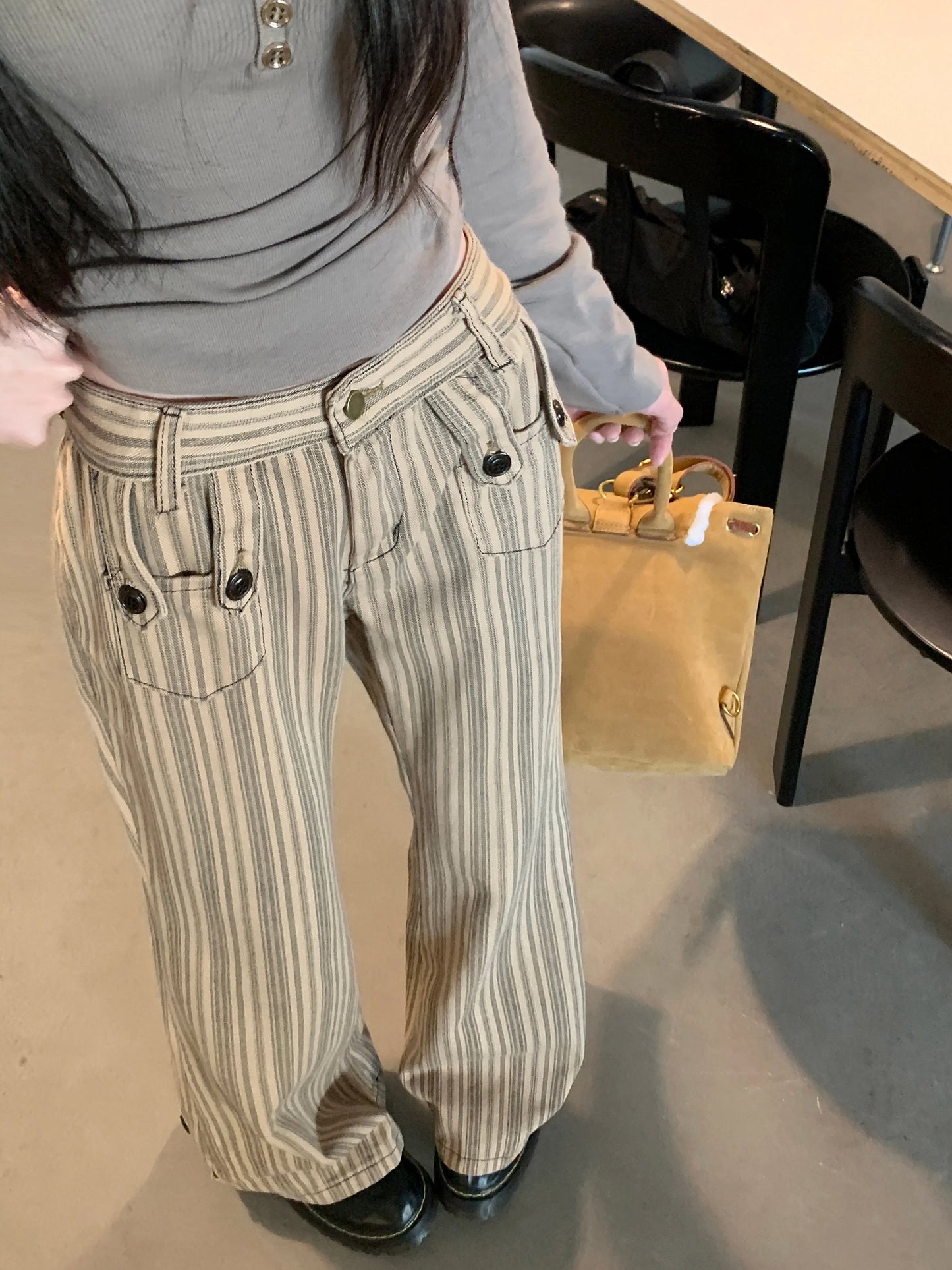 Jean Wide Leg Femme Rayé Vintage – Pantalon Baggy Taille Basse Tendance | Hope & Light Girlz