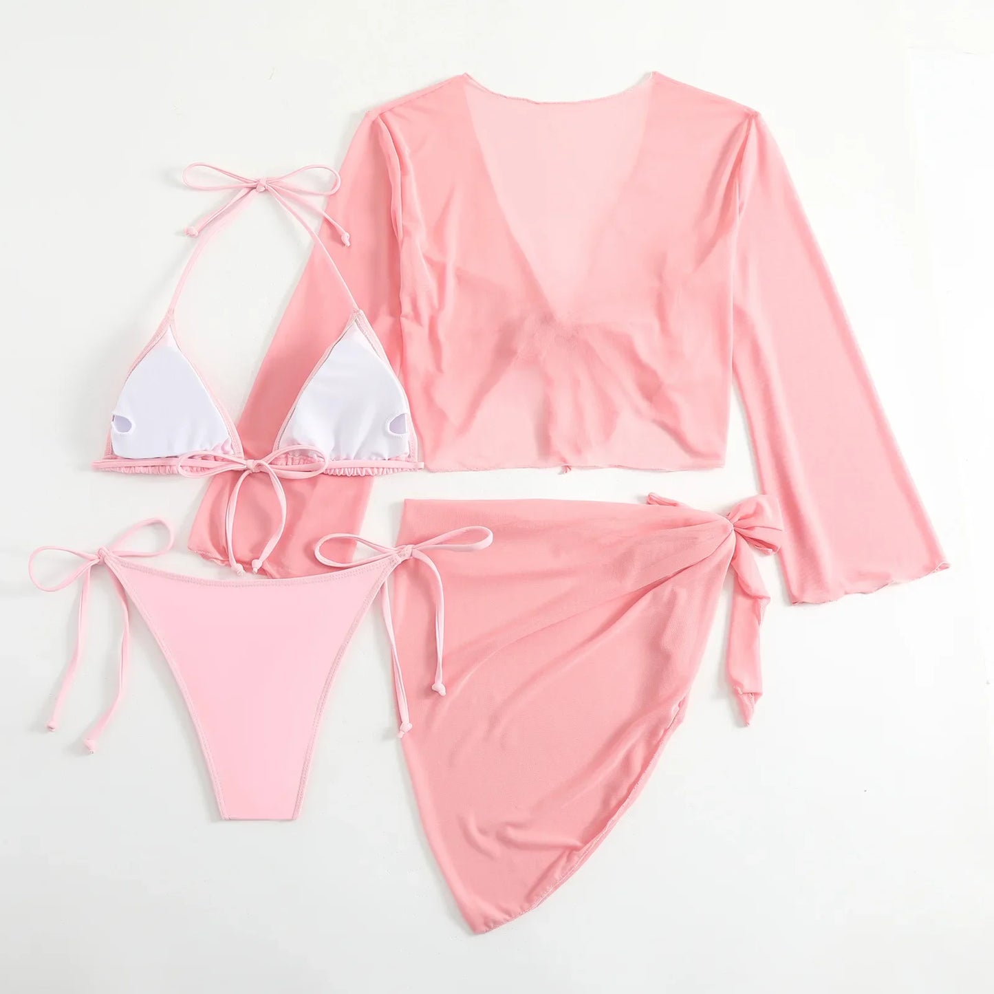 Maillot de Bain 4 Pièces Femme | Bikini avec Jupe et Top Assorti