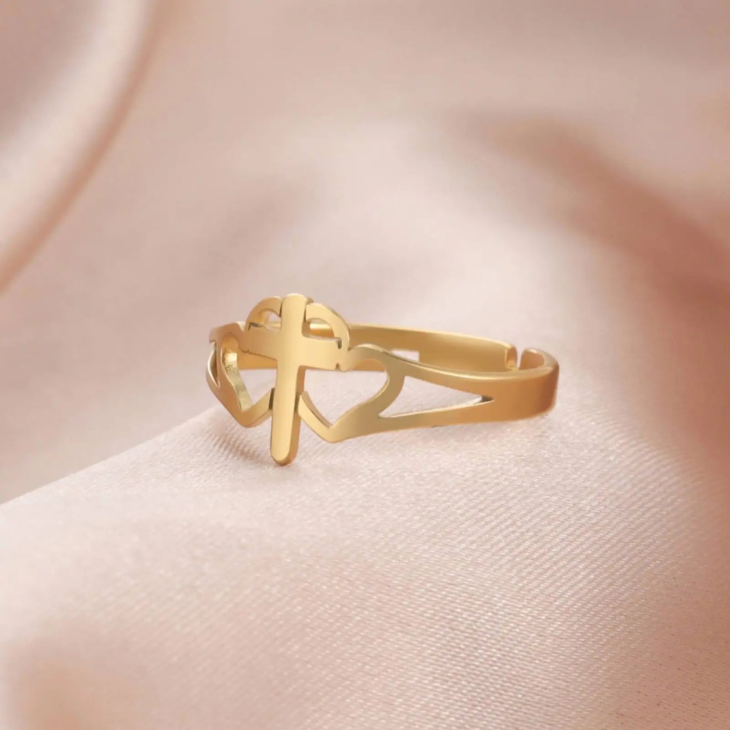 ✨ Bague Croix Élégante Femme – Bijou Chrétien Doré ou Argenté | Hope & Light Girlz