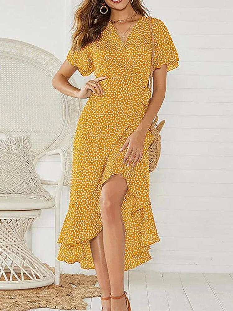 🌿 Robe Longue Bohème Élégance Fleurie – Évasion Chic