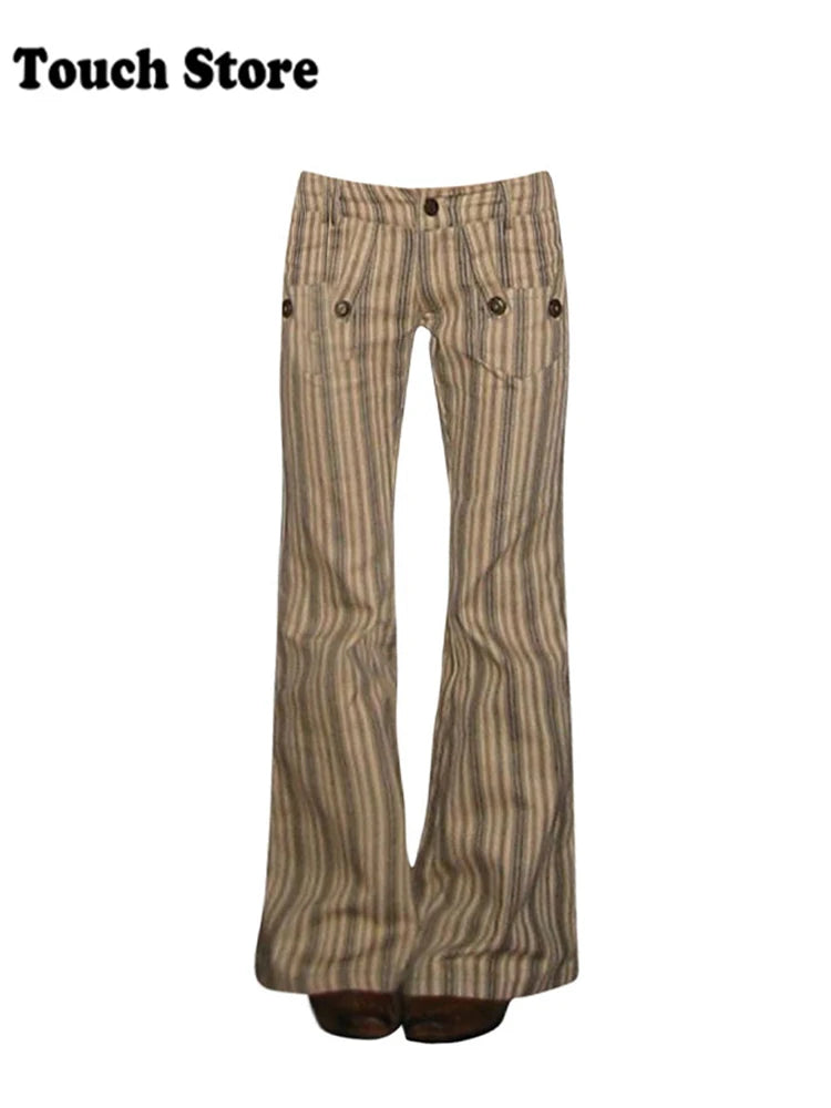 Jean Wide Leg Femme Rayé Vintage – Pantalon Baggy Taille Basse Tendance | Hope & Light Girlz