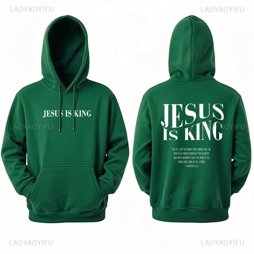 Sweat à capuche femme “JESUS IS KING” – Hoodie chrétien fashion | Hope And Light Girlz