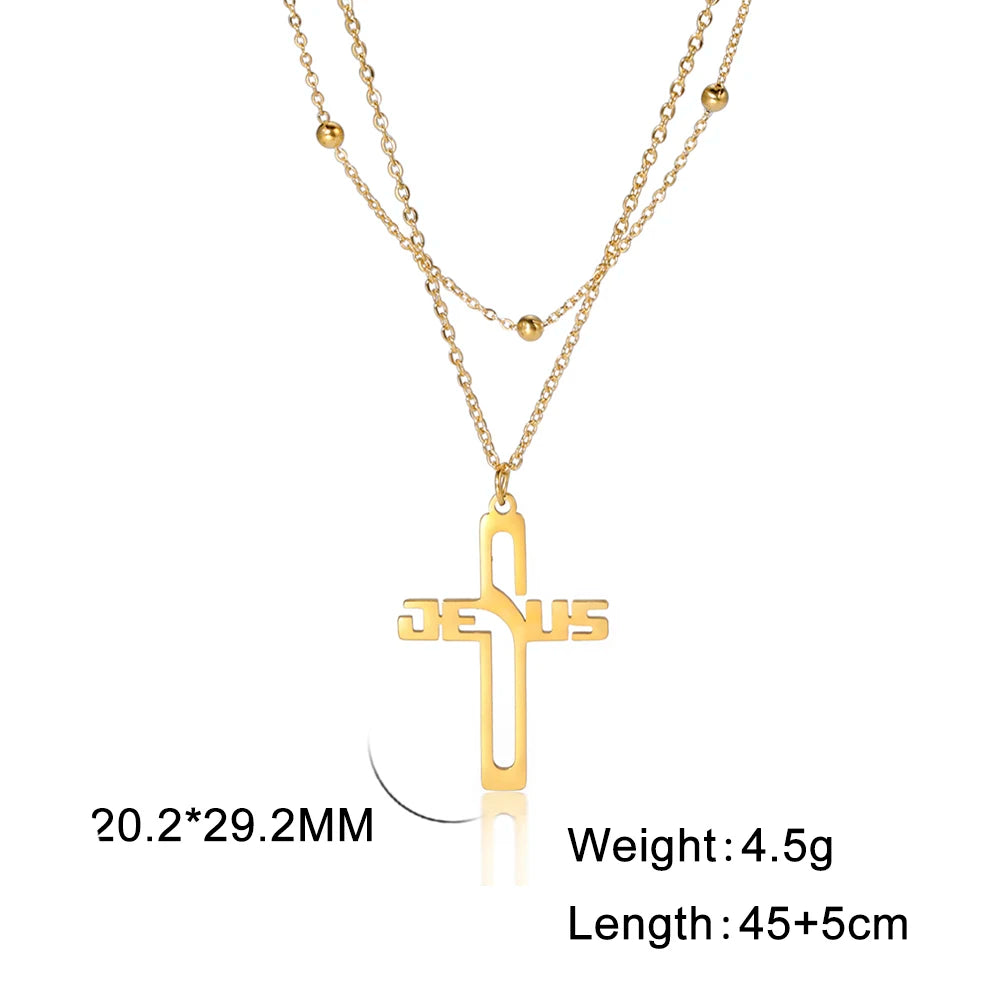 Collier Croix « Jesus » – Acier Inoxydable