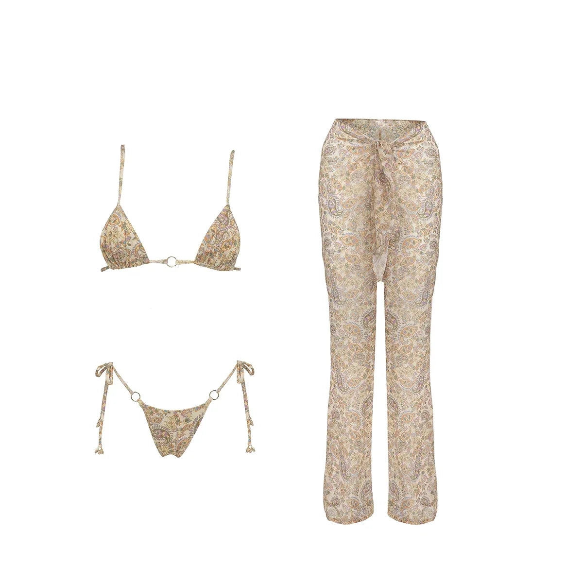 Ensemble bikini 3 pièces femme avec pantalon de plage – Maillot bohème chic | Hope, Light & Sun
