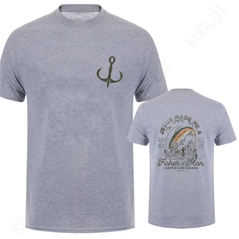 🧭 T-shirt chrétien homme “Fisher of Man” – Jésus Made Me • Col rond • 18 coloris • S à 4XL