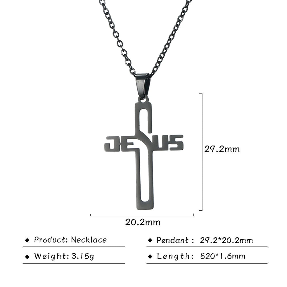 Collier Croix « Jesus » – Acier Inoxydable