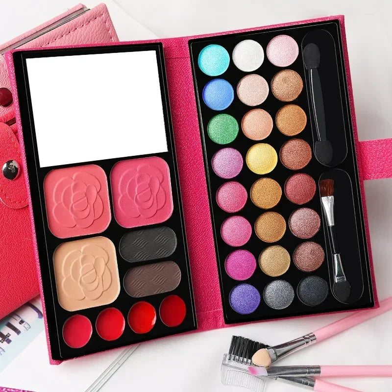 🎨 Palette Maquillage Complète 33 Couleurs – Fards, Blush & Gloss avec Miroir Intégré