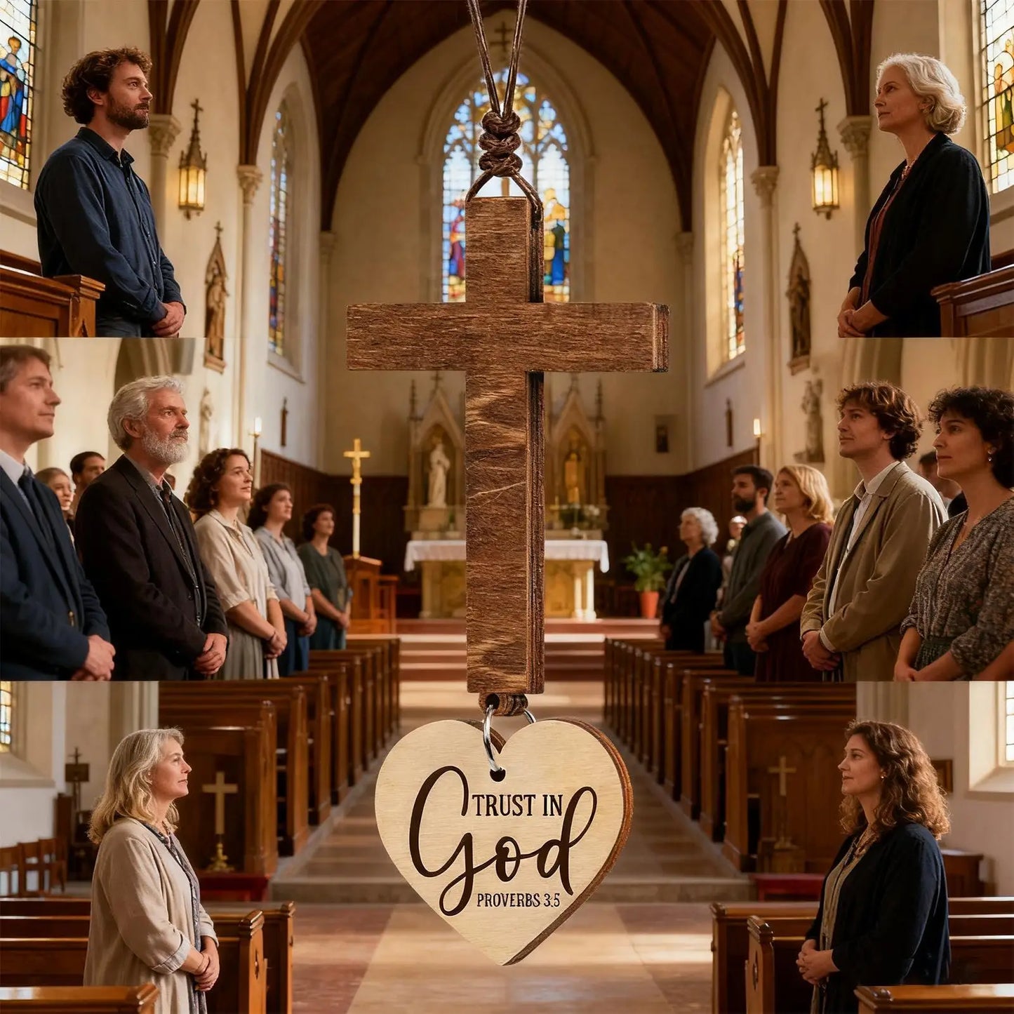 Suspension voiture chrétienne, croix voiture, trust in God, protection, foi, cadeau chrétien