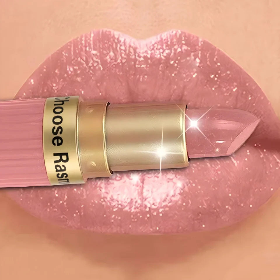 Rouge à Lèvres Pailleté Nude Rosé Waterproof – Effet Glossy Diamant & Lèvres Pulpeuses
