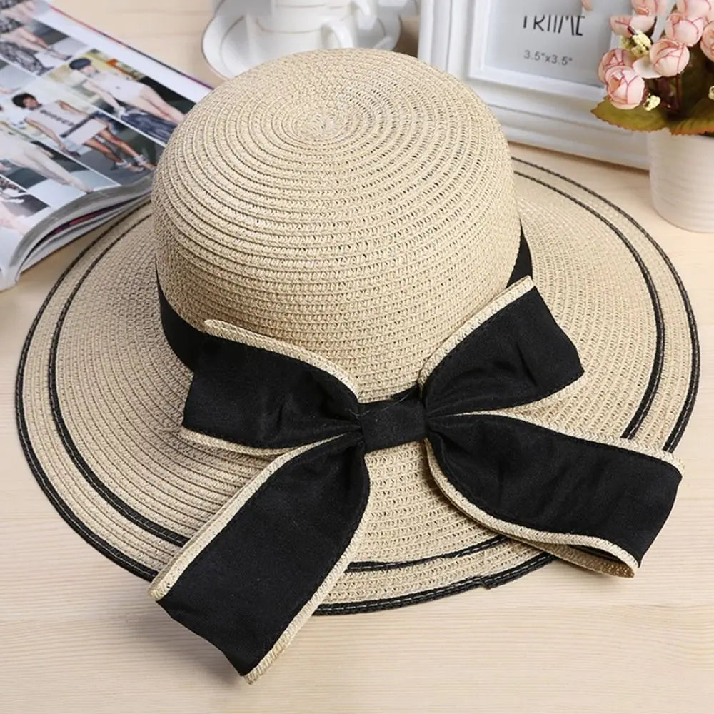 Chapeau de Plage Femme Élégant – Capeline en Paille avec Nœud | Protection Solaire Été 2026